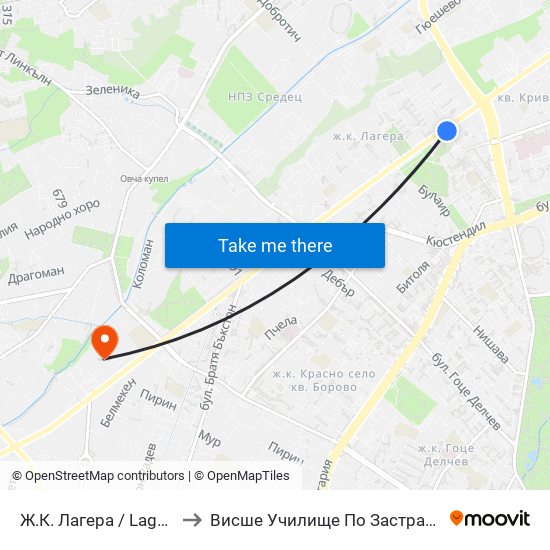 Ж.К. Лагера / Lagera Qr. (0644) to Висше Училище По Застраховане И Финанси map