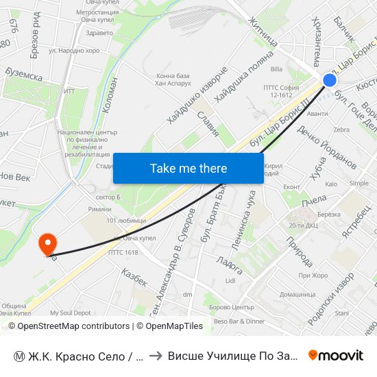 Ⓜ️ Ж.К. Красно Село / Krasno Selo Qr. (0639) to Висше Училище По Застраховане И Финанси map