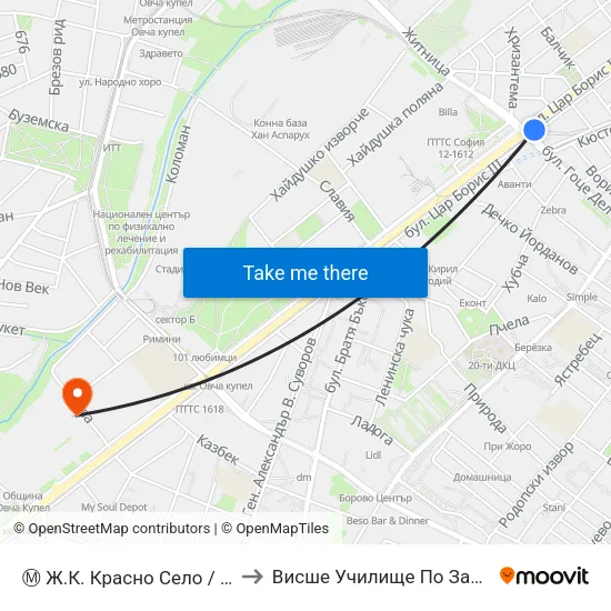 Ⓜ️ Ж.К. Красно Село / Krasno Selo Qr. (0639) to Висше Училище По Застраховане И Финанси map