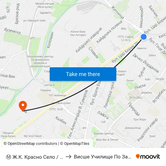 Ⓜ️ Ж.К. Красно Село / Krasno Selo Qr. (0640) to Висше Училище По Застраховане И Финанси map