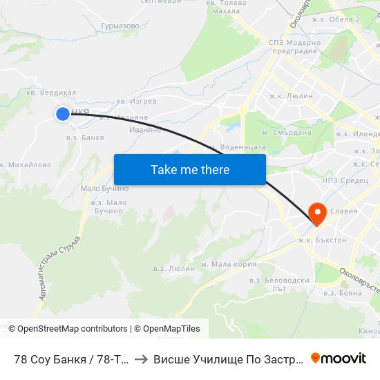78 Соу Банкя / 78-Th School (2524) to Висше Училище По Застраховане И Финанси map