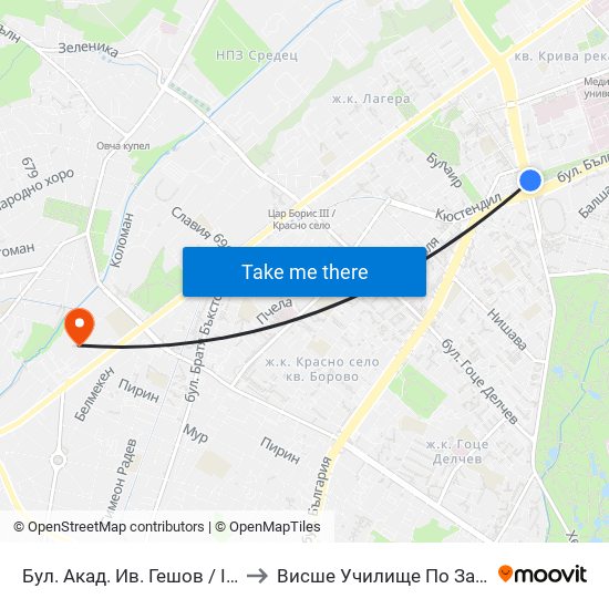 Бул. Акад. Ив. Гешов / Ivan Geshov Blvd. (0269) to Висше Училище По Застраховане И Финанси map