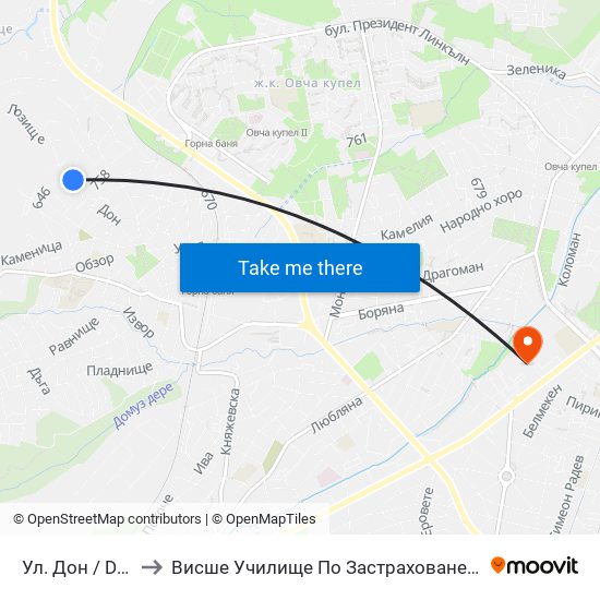 Ул. Дон / Don St. to Висше Училище По Застраховане И Финанси map