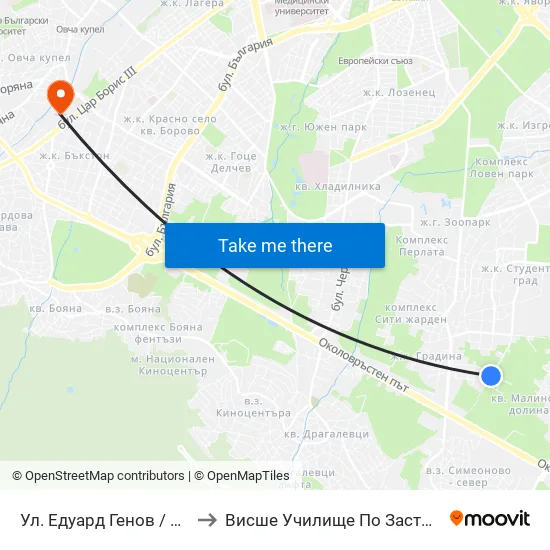 Ул. Едуард Генов / Edward Genov St. to Висше Училище По Застраховане И Финанси map