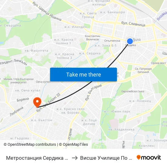 Ⓜ️ Метростанция Сердика / Serdika Metro Station (6459) to Висше Училище По Застраховане И Финанси map