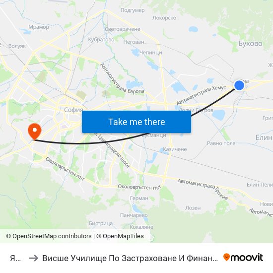 Яна to Висше Училище По Застраховане И Финанси map