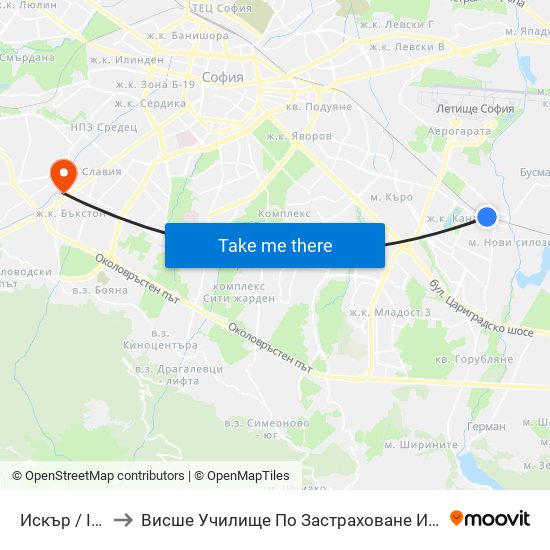 Искър / Iskar to Висше Училище По Застраховане И Финанси map