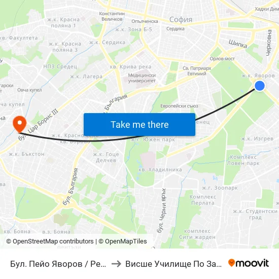 Бул. Пейо Яворов / Peyo Yavorov Blvd. (0074) to Висше Училище По Застраховане И Финанси map