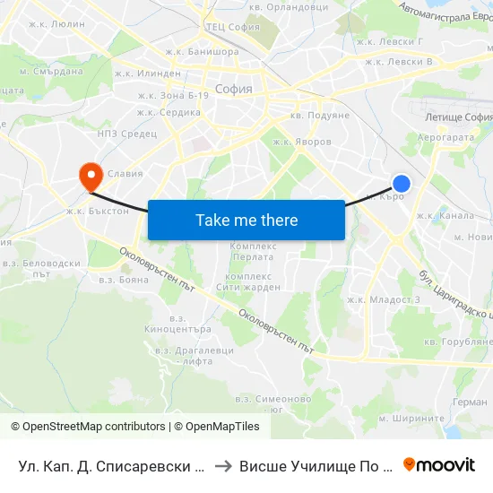 Ул. Кап. Д. Списаревски / Capt. S. Spisarevski St. (1983) to Висше Училище По Застраховане И Финанси map