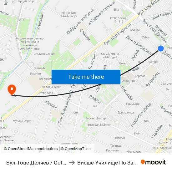 Бул. Гоце Делчев / Gotse Delchev Blvd. (2136) to Висше Училище По Застраховане И Финанси map