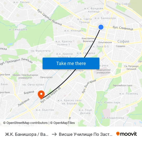 Ж.К. Банишора / Banishora Qr. (0804) to Висше Училище По Застраховане И Финанси map