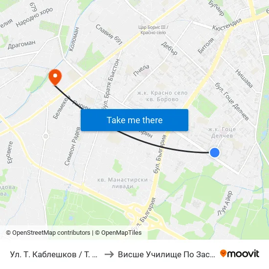 Ул. Т. Каблешков / T. Kableshkov St. (0484) to Висше Училище По Застраховане И Финанси map