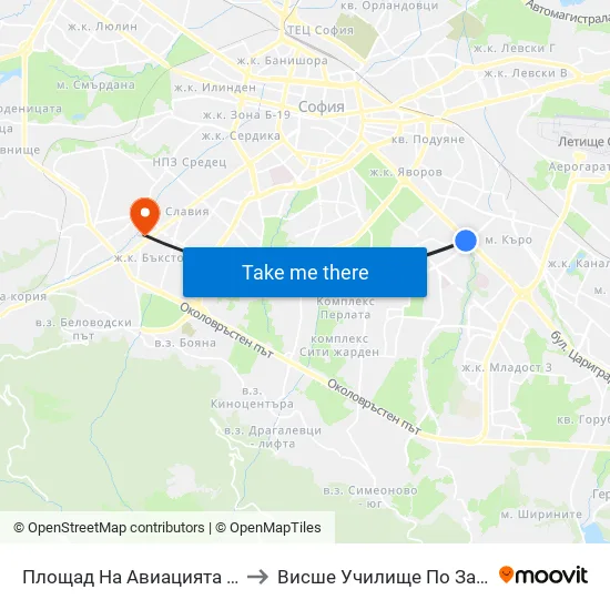 Площад На Авиацията / Aviation Square (1259) to Висше Училище По Застраховане И Финанси map