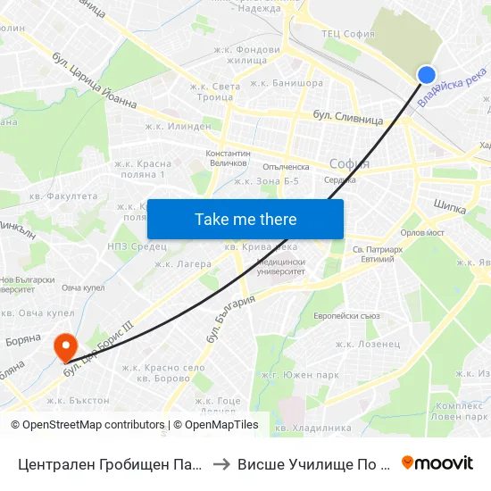 Централен Гробищен Парк / Sofia City Cemetery (2332) to Висше Училище По Застраховане И Финанси map
