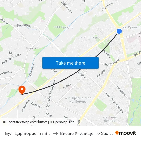 Бул. Цар Борис Ііі / Boris III Blvd. (0393) to Висше Училище По Застраховане И Финанси map