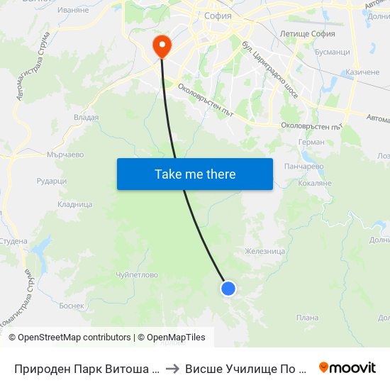 Природен Парк Витоша / Vitosha Nature Park (6619) to Висше Училище По Застраховане И Финанси map