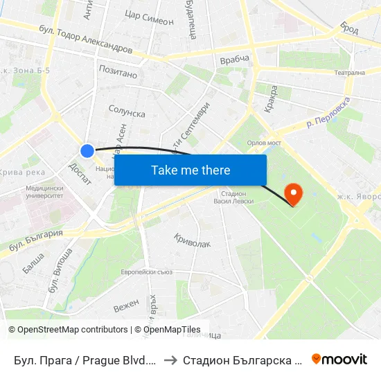 Бул. Прага / Prague Blvd. (0365) to Стадион Българска Армия map
