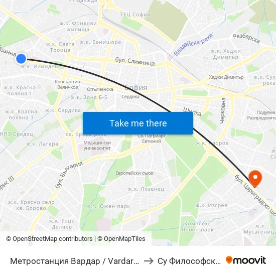 Метростанция Вардар / Vardar Metro Station (2572) to Су Философски Факултет map