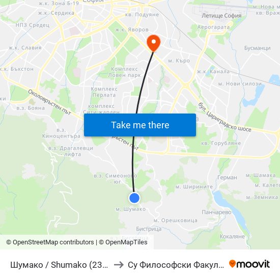 Шумако / Shumako (2377) to Су Философски Факултет map