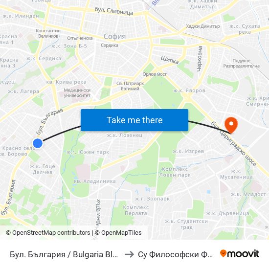 Бул. България / Bulgaria Blvd. (0291) to Су Философски Факултет map