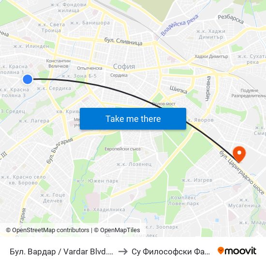 Бул. Вардар / Vardar Blvd. (0293) to Су Философски Факултет map