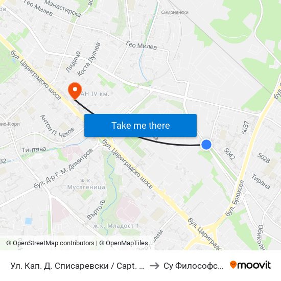 Ул. Кап. Д. Списаревски / Capt. D. Spisarevski St. (1985) to Су Философски Факултет map