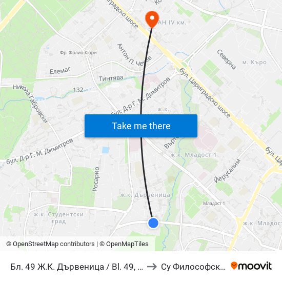 Бл. 49 Ж.К. Дървеница / Bl. 49, Darvenitsa Qr. (1589) to Су Философски Факултет map