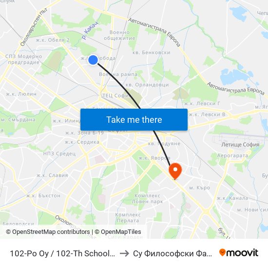 102-Ро Оу / 102-Th School (0002) to Су Философски Факултет map