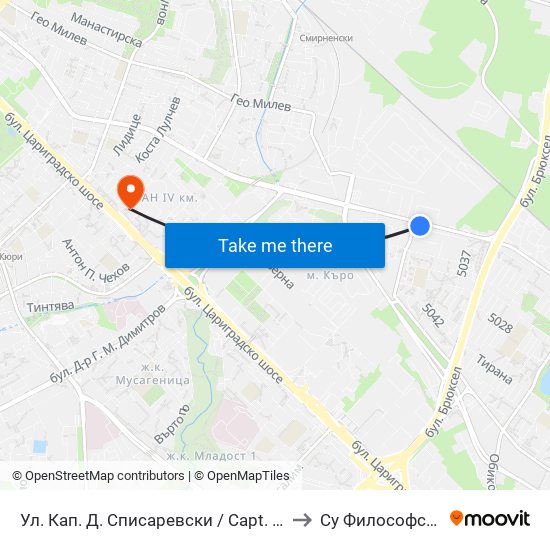 Ул. Кап. Д. Списаревски / Capt. S. Spisarevski St. (1980) to Су Философски Факултет map