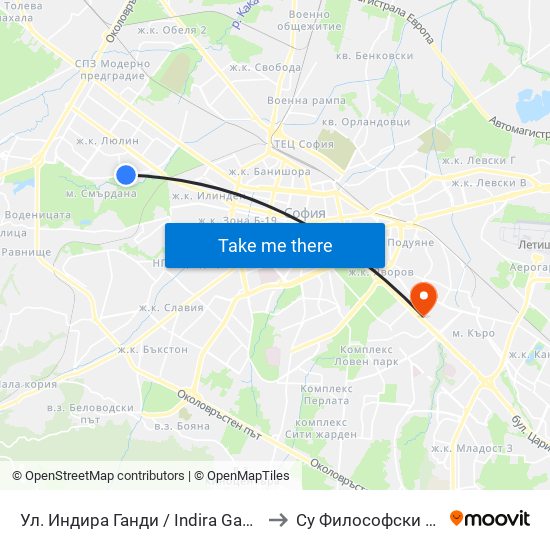 Ул. Индира Ганди / Indira Gandhi St. (1960) to Су Философски Факултет map