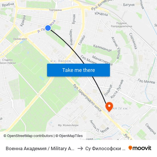 Военна Академия / Military Academy (0440) to Су Философски Факултет map