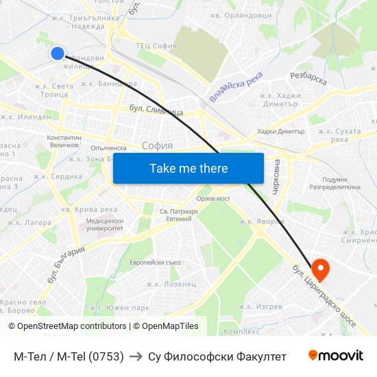 М-Тел / M-Tel (0753) to Су Философски Факултет map