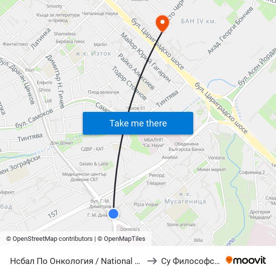 Нсбал По Онкология / National Oncology Hospital (0761) to Су Философски Факултет map