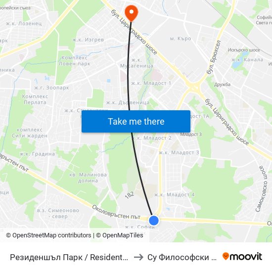 Резиденшъл Парк / Residential Park (2624) to Су Философски Факултет map