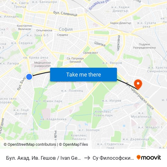 Бул. Акад. Ив. Гешов / Ivan Geshov Blvd. (0271) to Су Философски Факултет map