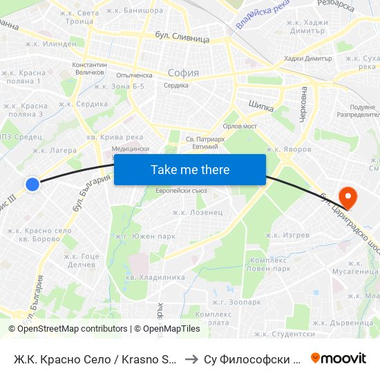 Ж.К. Красно Село / Krasno Selo Qr. (0640) to Су Философски Факултет map