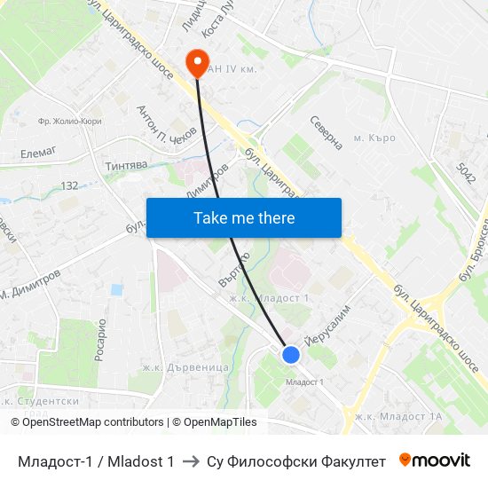Младост-1 / Mladost 1 to Су Философски Факултет map