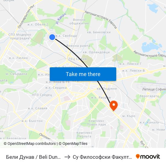Бели Дунав / Beli Dunav to Су Философски Факултет map