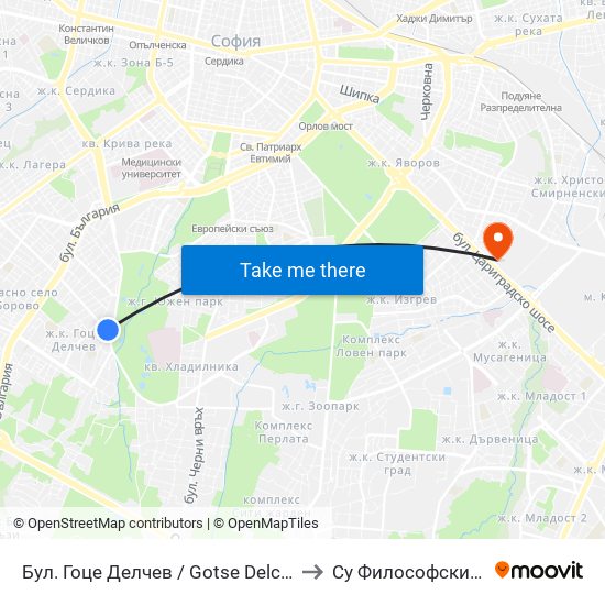 Бул. Гоце Делчев / Gotse Delchev Blvd. (0309) to Су Философски Факултет map