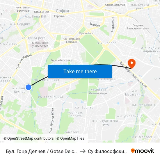 Бул. Гоце Делчев / Gotse Delchev Blvd. (0309) to Су Философски Факултет map