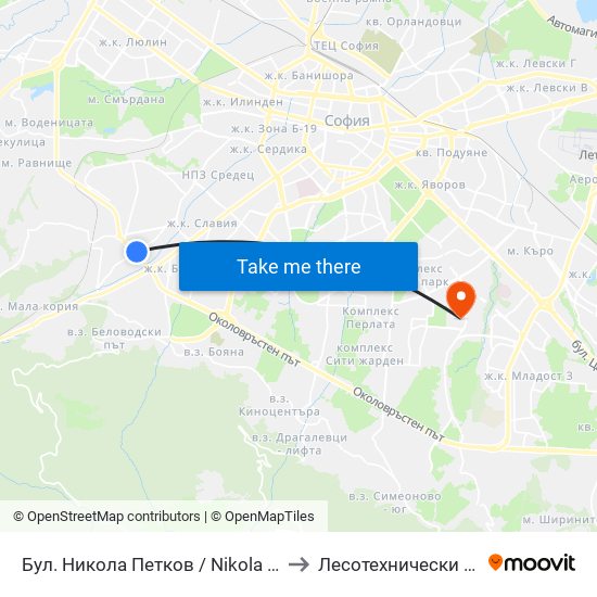 Бул. Никола Петков / Nikola Petkov Blvd. (0346) to Лесотехнически Университет map
