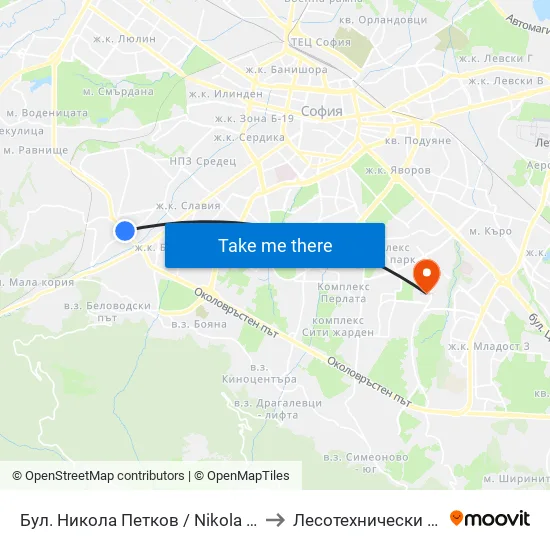 Бул. Никола Петков / Nikola Petkov Blvd. (0347) to Лесотехнически Университет map