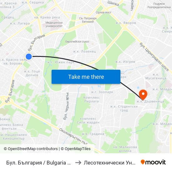 Бул. България / Bulgaria Blvd. (0291) to Лесотехнически Университет map