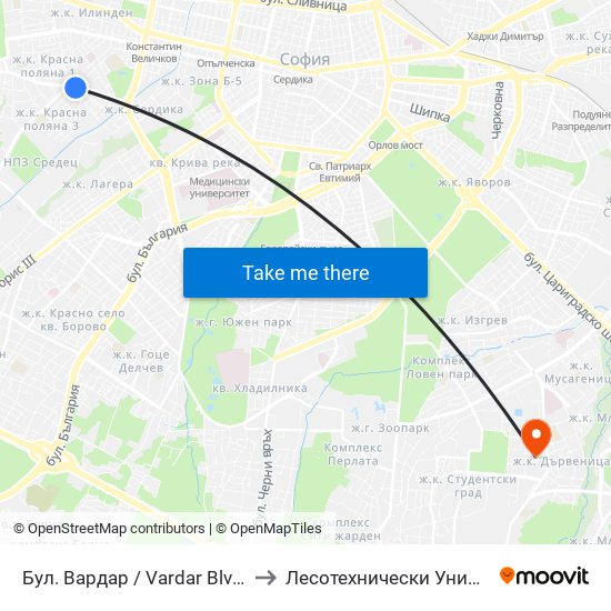 Бул. Вардар / Vardar Blvd. (0295) to Лесотехнически Университет map