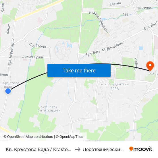 Кв. Кръстова Вада / Krastova Vada Qr. (0914) to Лесотехнически Университет map