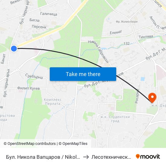 Бул. Никола Вапцаров / Nikola Vaptsarov Blvd. (0344) to Лесотехнически Университет map