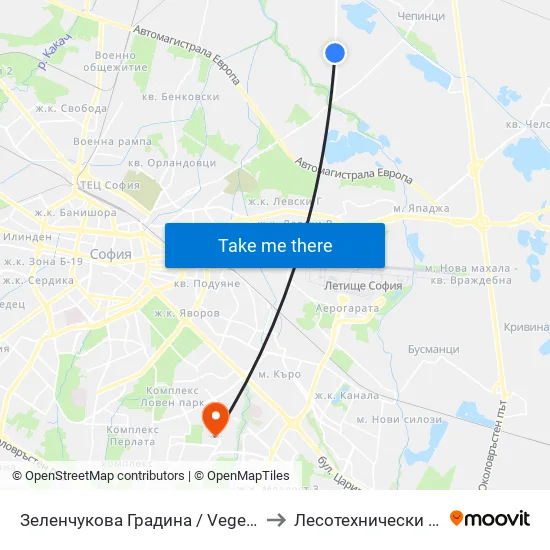 Зеленчукова Градина / Vegetable Garden (0736) to Лесотехнически Университет map