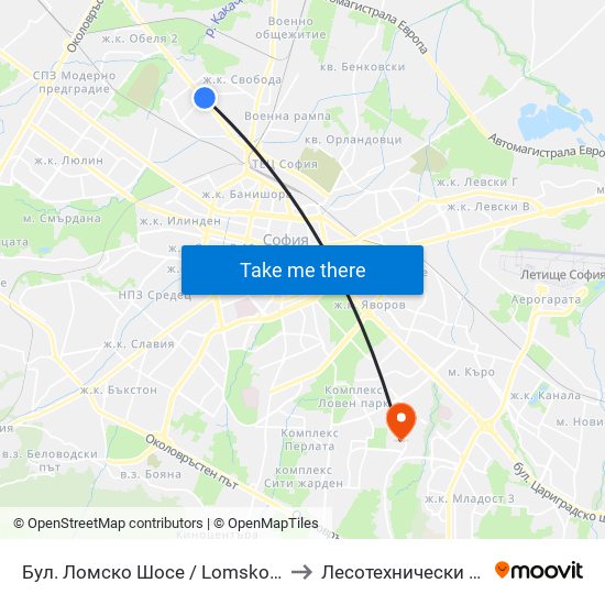 Бул. Ломско Шосе / Lomsko Shose Blvd. (0332) to Лесотехнически Университет map