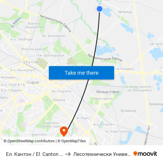 Ел. Кантон / El. Canton (0561) to Лесотехнически Университет map
