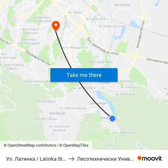 Ул. Латинка / Latinka St. (2019) to Лесотехнически Университет map